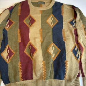 croft & barrow Multicolor Geometric Crewneck Sweater